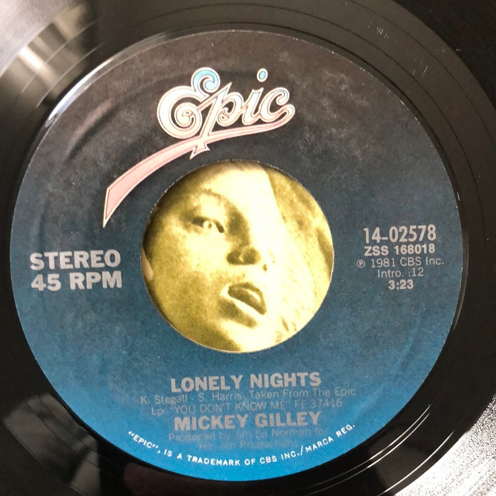 Mickey Gilley Lonely Nights Vinyl 45 Record '81